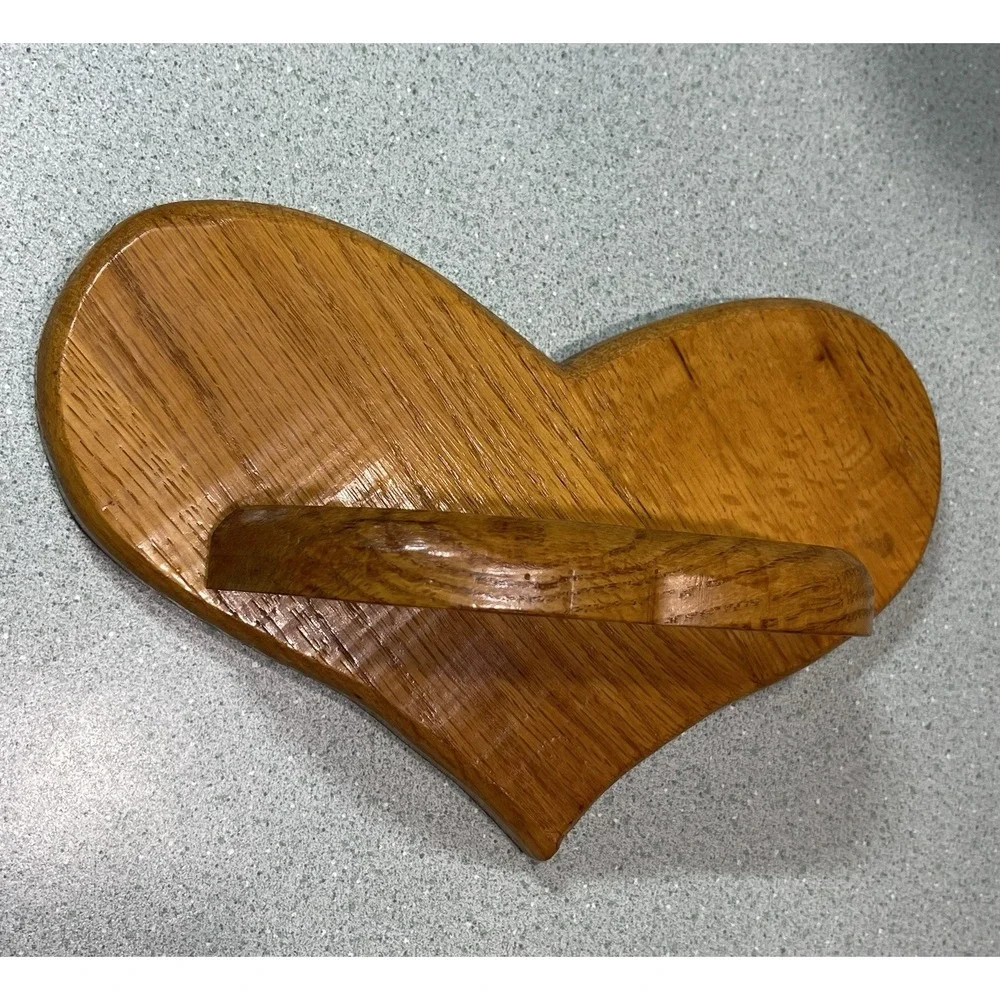 Small Wooden Heart Decorative Trinket Shelf Cottage Grandma Core 90s 9.5 Inch